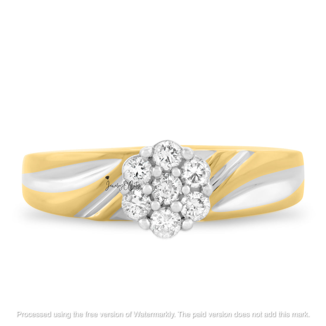 3Ct Round Cut Diamond Cluster Curve Engagement & Wedding Trio Ring Set