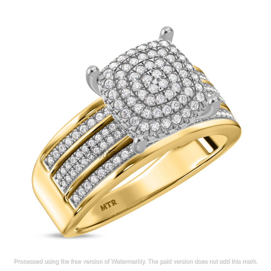 4Ct Round Cut Diamond Cluster Channel Set Wedding Trio Ring Set