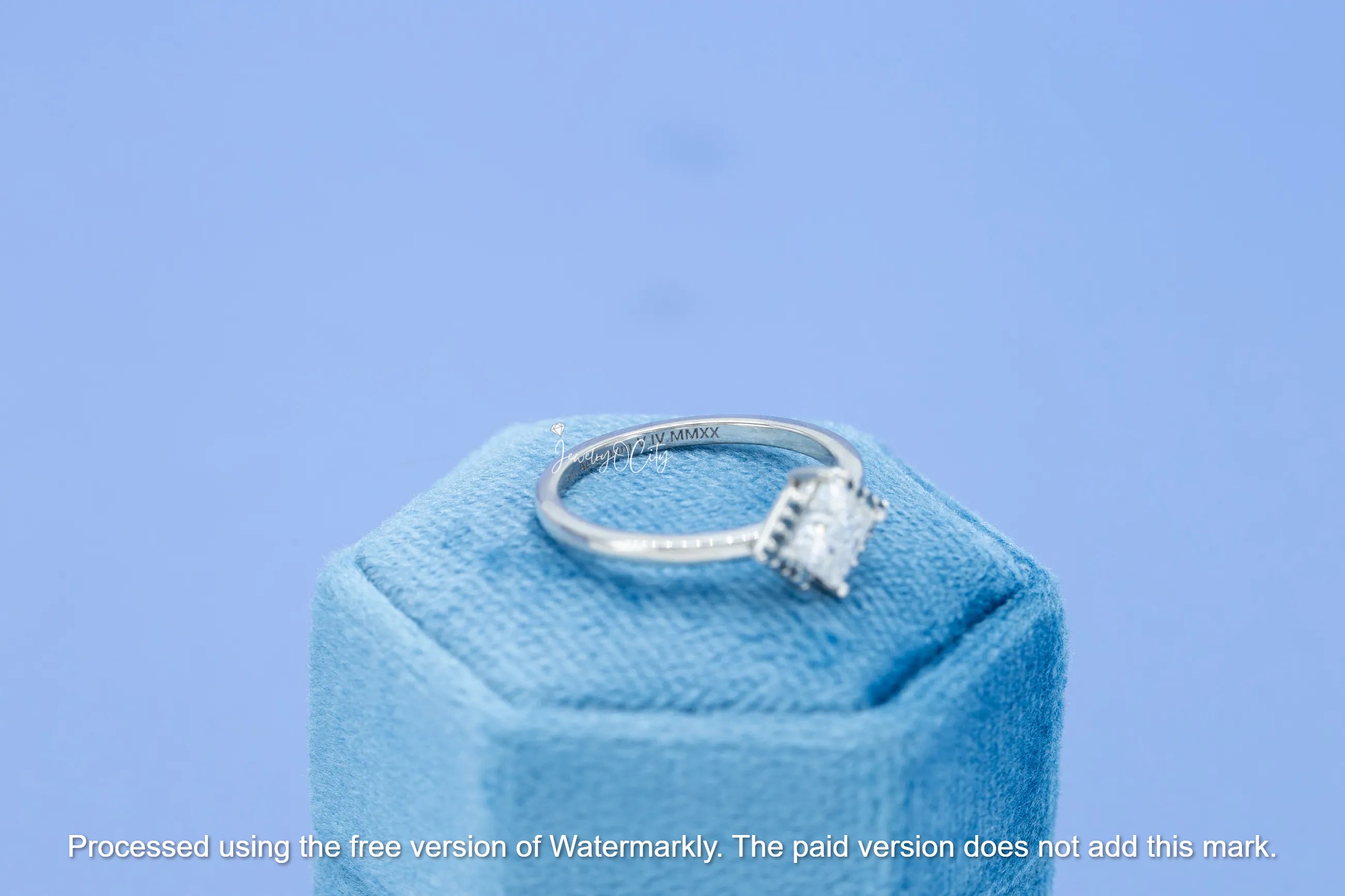 3.00Ct Princess Cut Diamond & Blue Topaz Halo Engagement Ring For Her