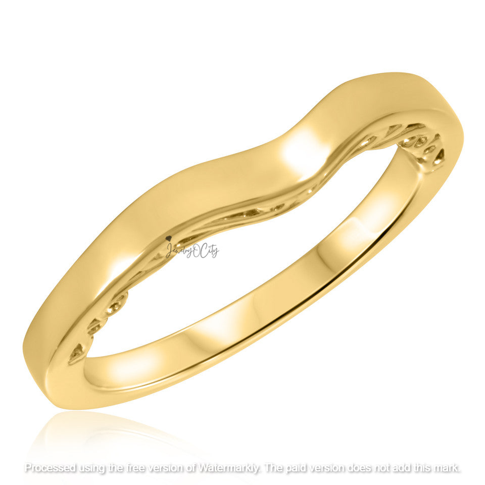 0.90Ct Round Cut Diamond Solitaire Wedding Trio Ring Set