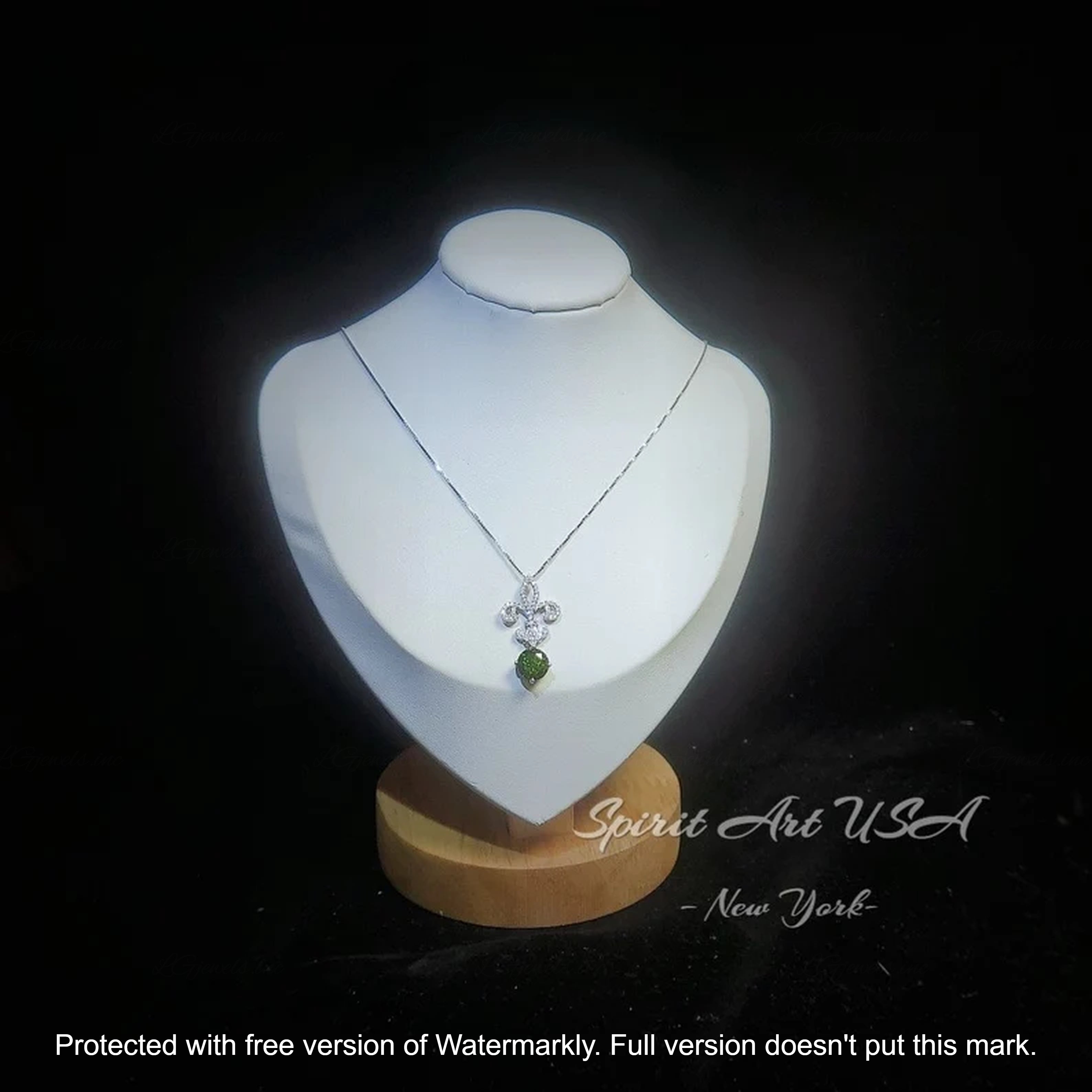 3Ct Round Cut Green Emerald & Diamond Teardrop Pendant For Her