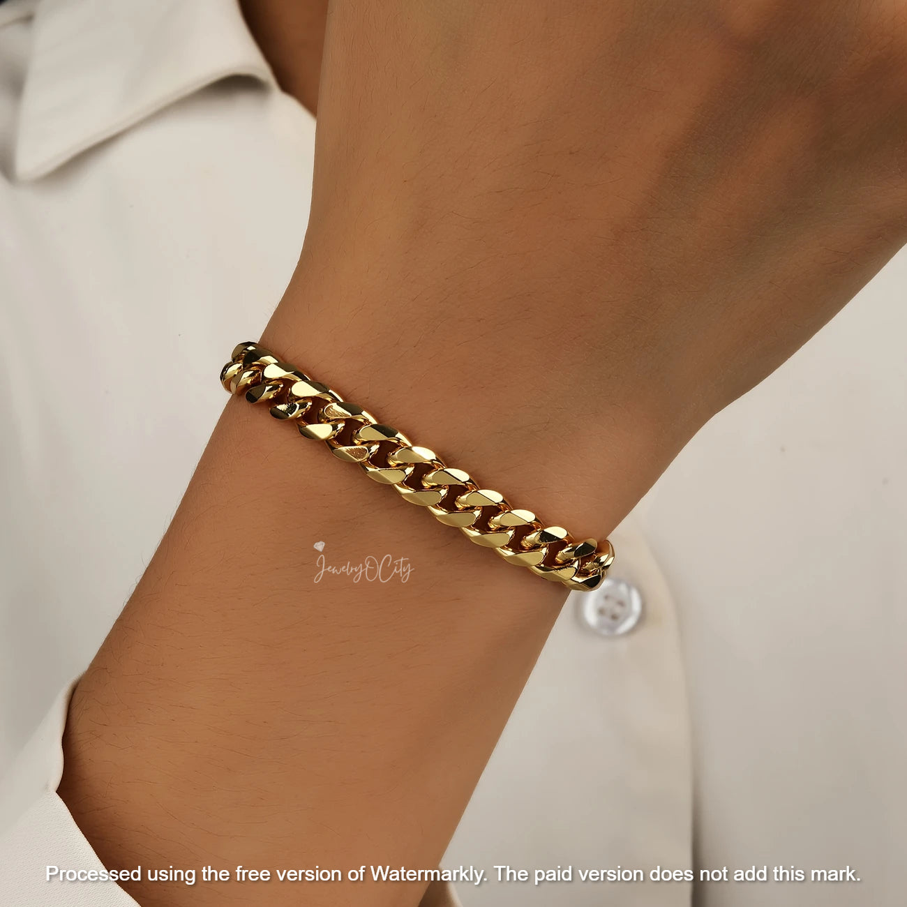 Women's Solid Cuban Link Bracelet For Her