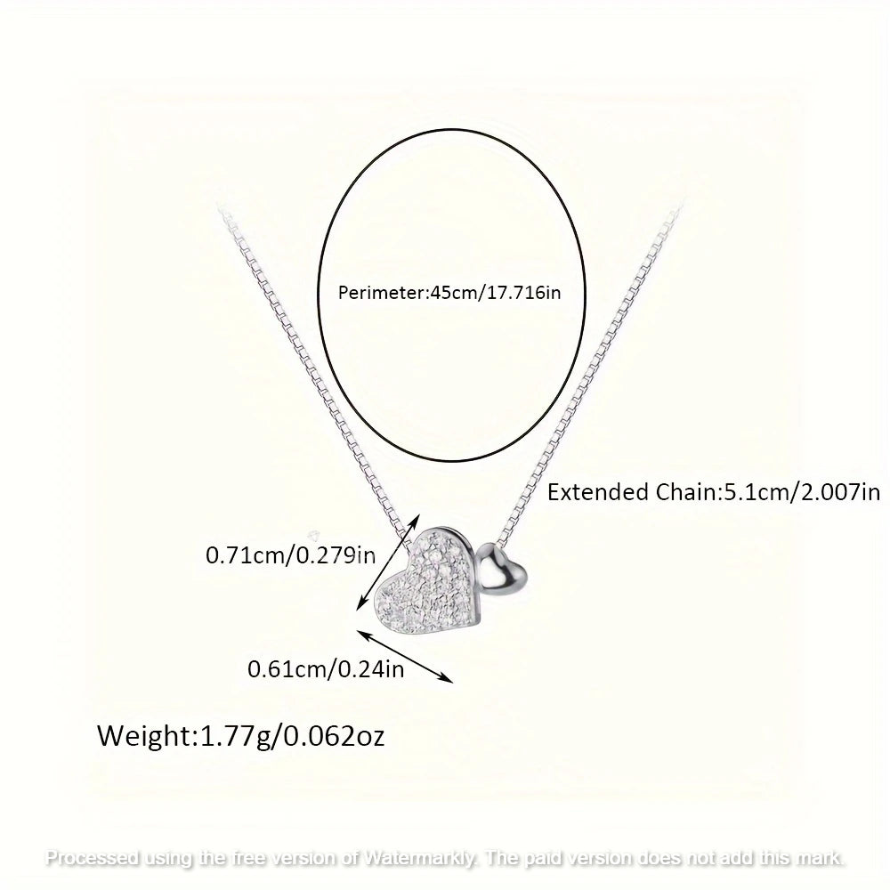 Natural 1.02Ct Round Cut Diamond Double Heart Pendant 14K GOLD