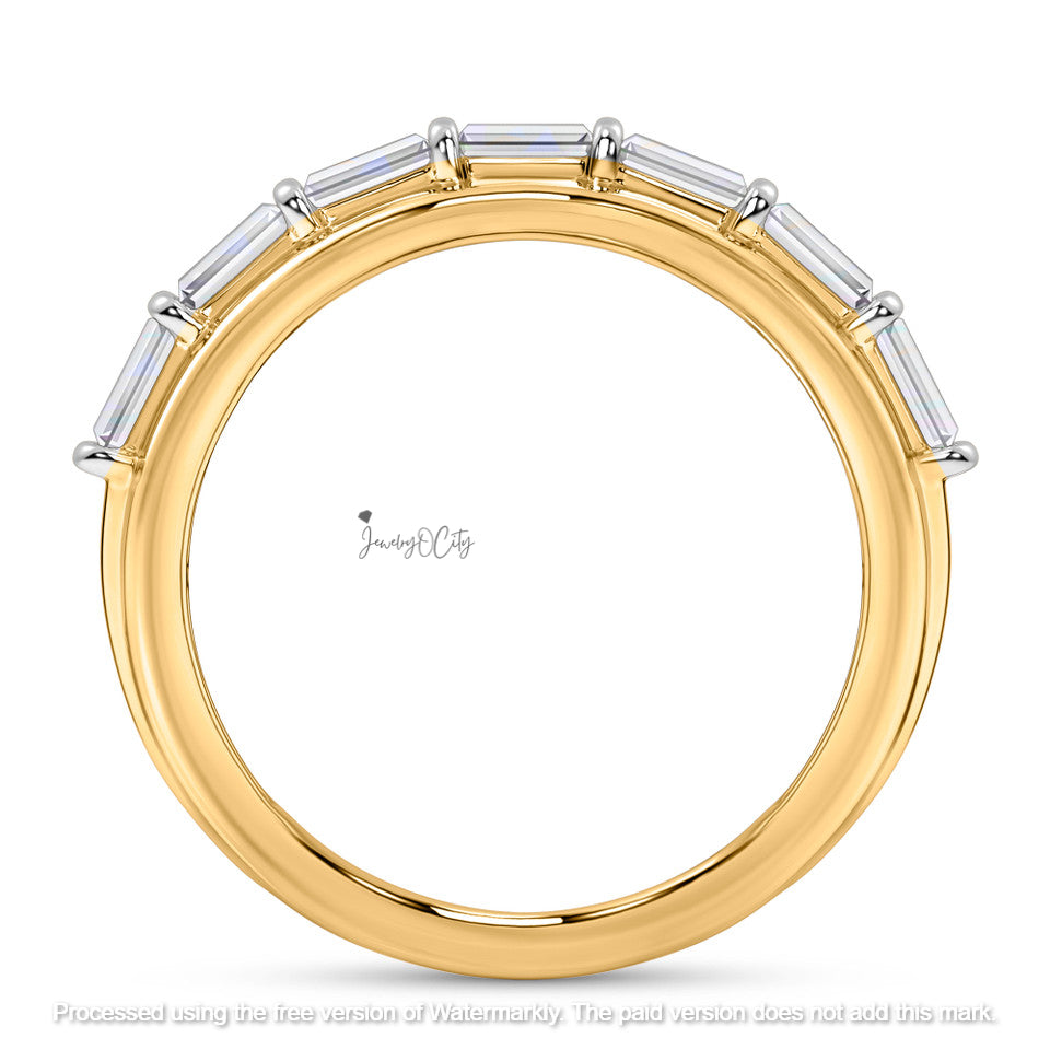 2.10Ct Cushion & Baguette Diamond Wedding Trio Ring Set