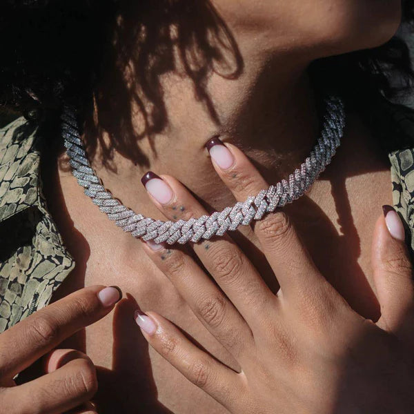 36Ct Round Cut Diamond Women's Iced Out Cuban Link Necklace Chain