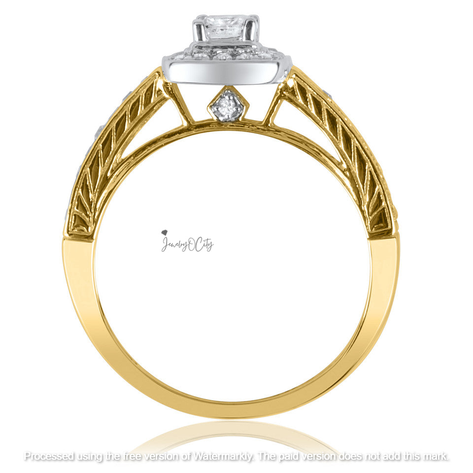 2.90Ct Cushion Cut Diamond Halo Wedding Trio Ring Set