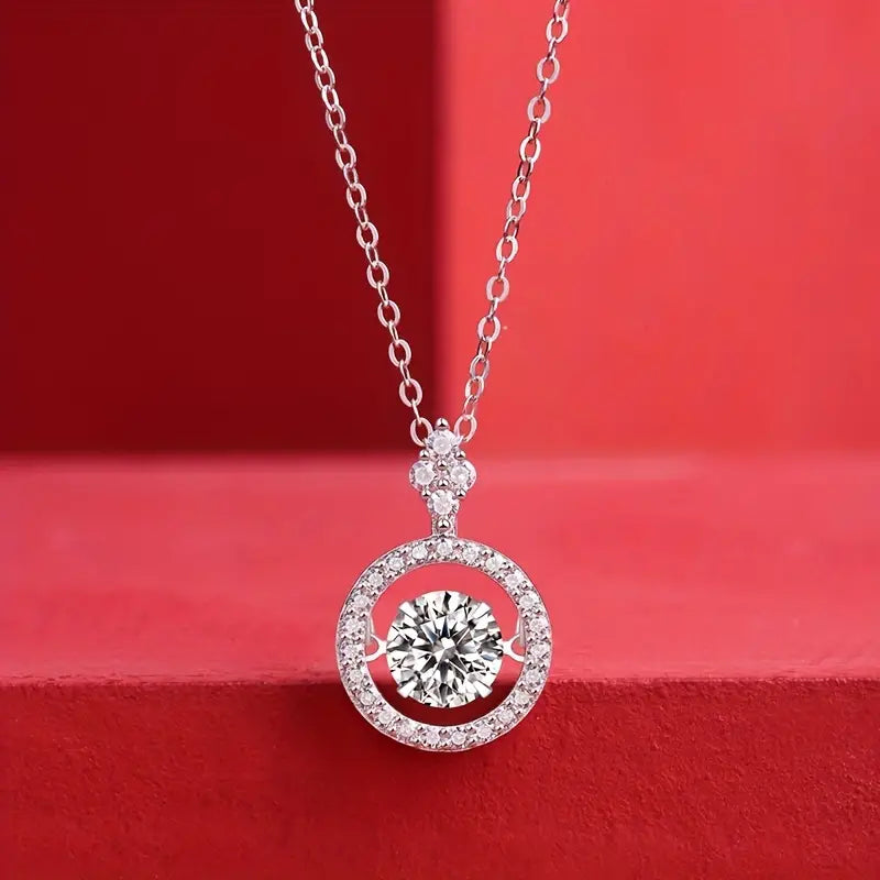 2.50Ct Round Cut Dancing Diamond Halo Circle Pendant