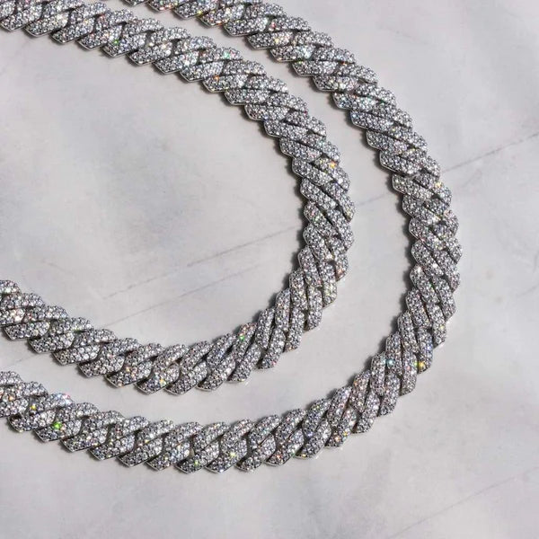 36Ct Round Cut Diamond Women's Iced Out Cuban Link Necklace Chain