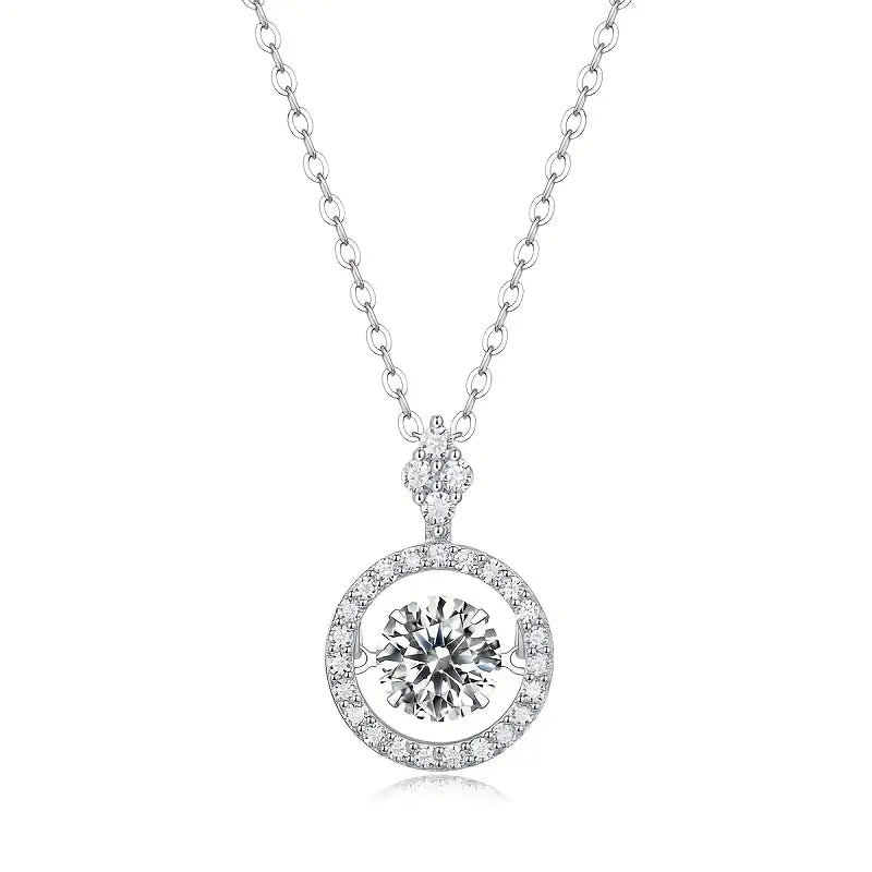 2.50Ct Round Cut Dancing Diamond Halo Circle Pendant