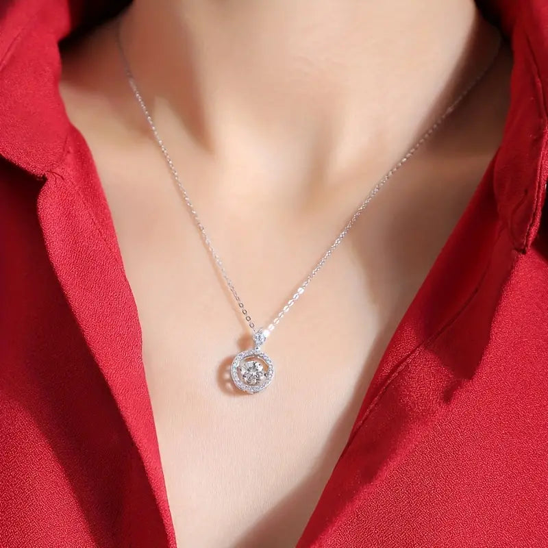 2.50Ct Round Cut Dancing Diamond Halo Circle Pendant