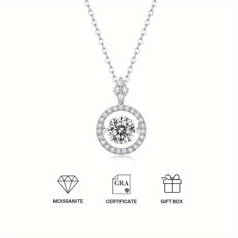 2.50Ct Round Cut Dancing Diamond Halo Circle Pendant