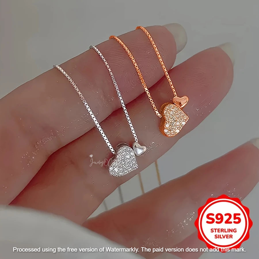 1.02Ct Round Cut Double Heart Diamond Pendant For Her