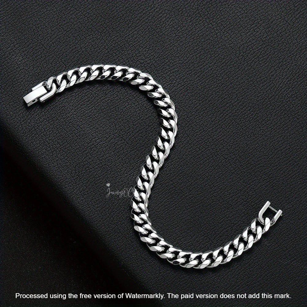 Unisex Solid Cuban Link Miami Bracelet