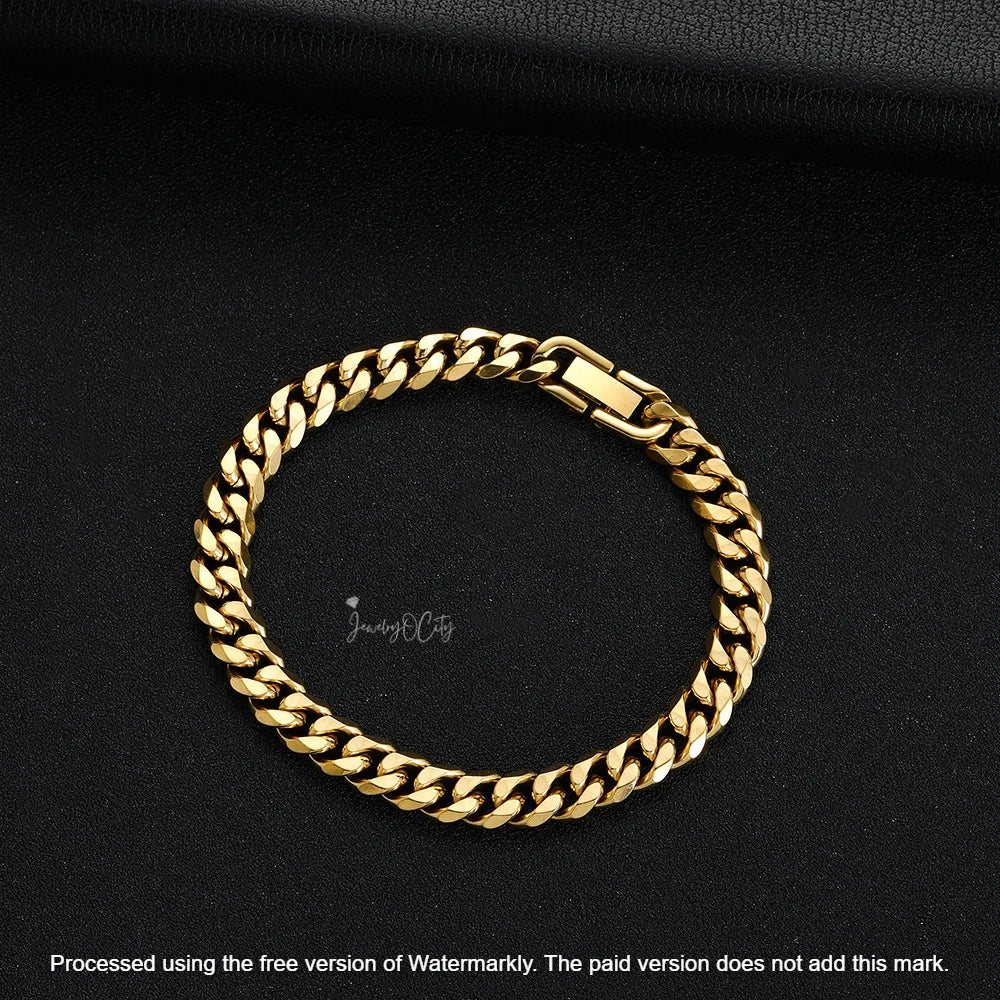 Unisex Solid Cuban Link Miami Bracelet