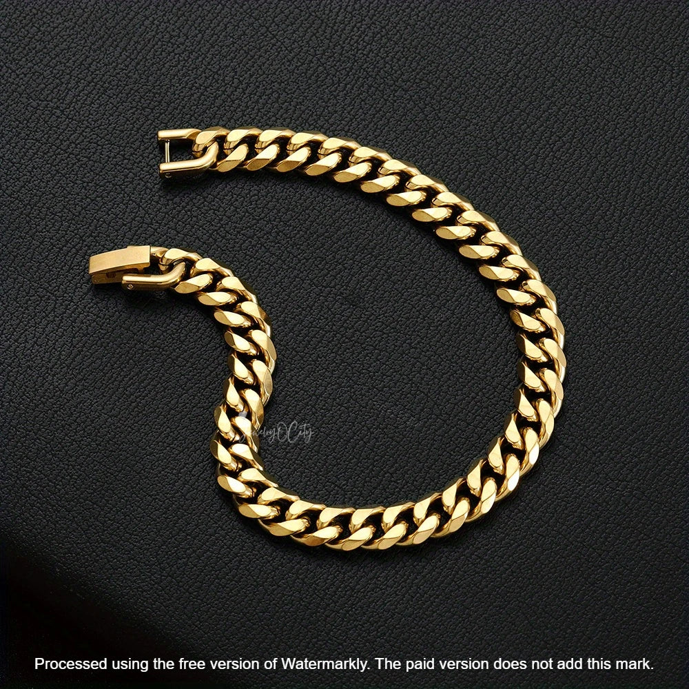 Unisex Solid Cuban Link Miami Bracelet
