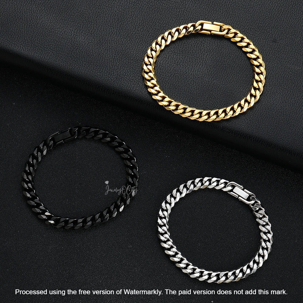 Unisex Solid Cuban Link Miami Bracelet
