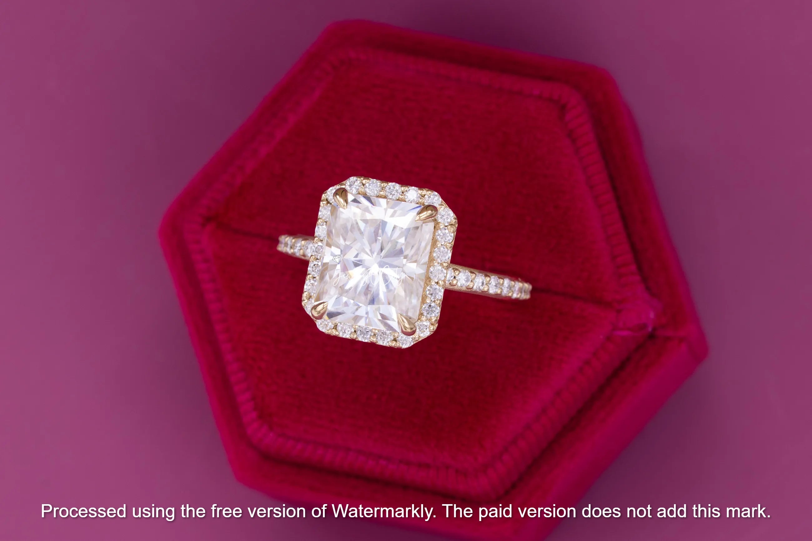 3Ct Emerald Cut Diamond Halo Engagement Wedding Ring