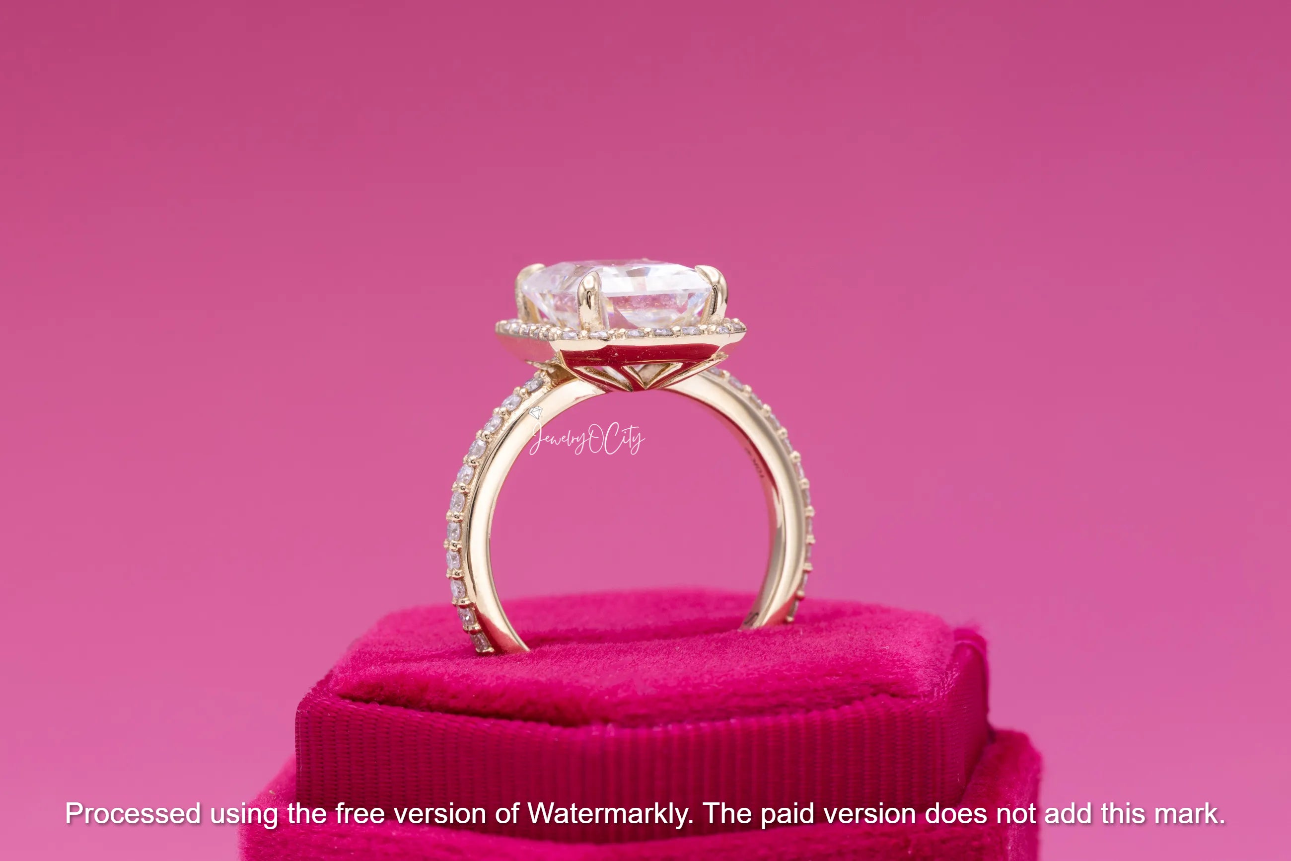 3Ct Emerald Cut Diamond Halo Engagement Wedding Ring