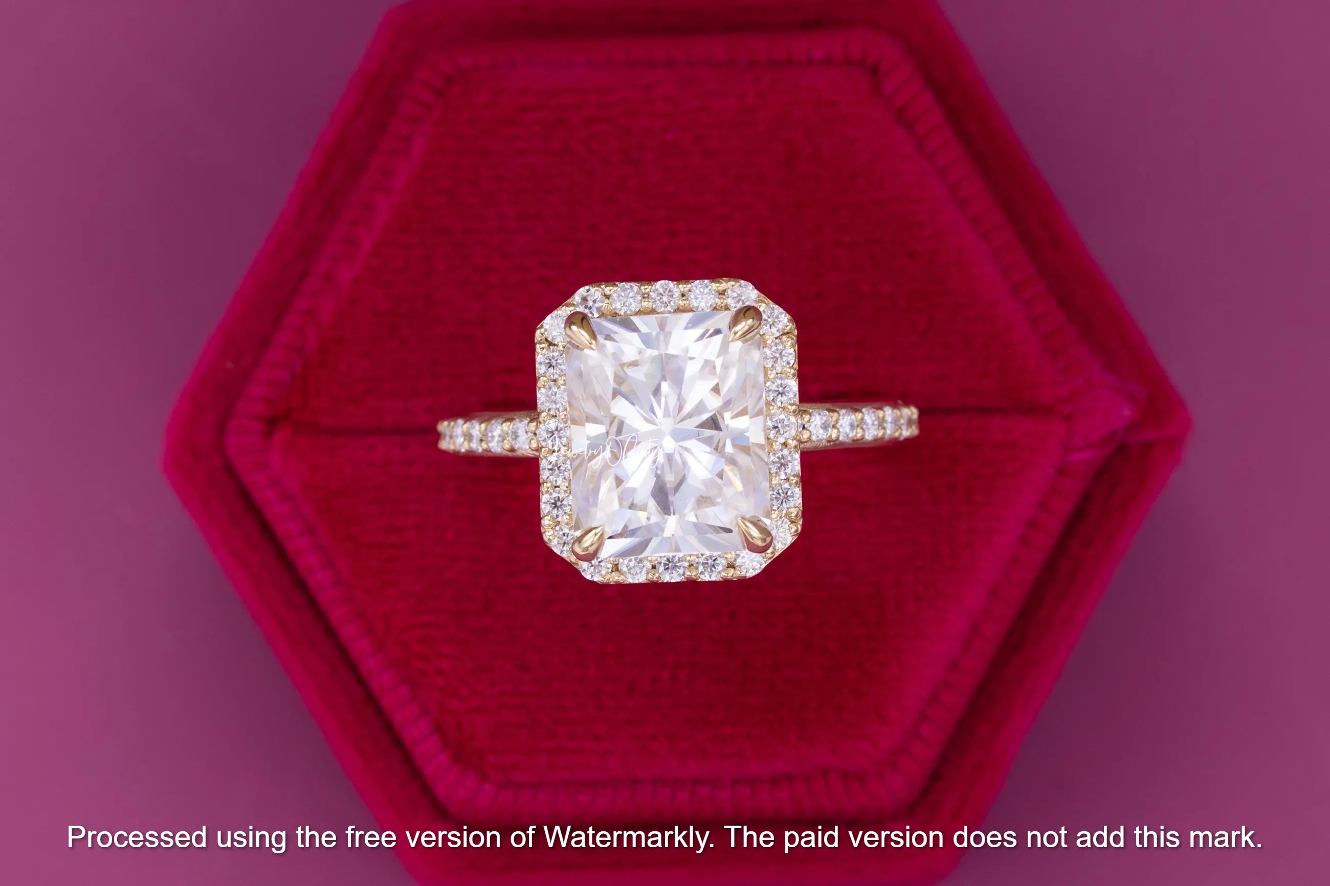 3Ct Emerald Cut Diamond Halo Engagement Wedding Ring