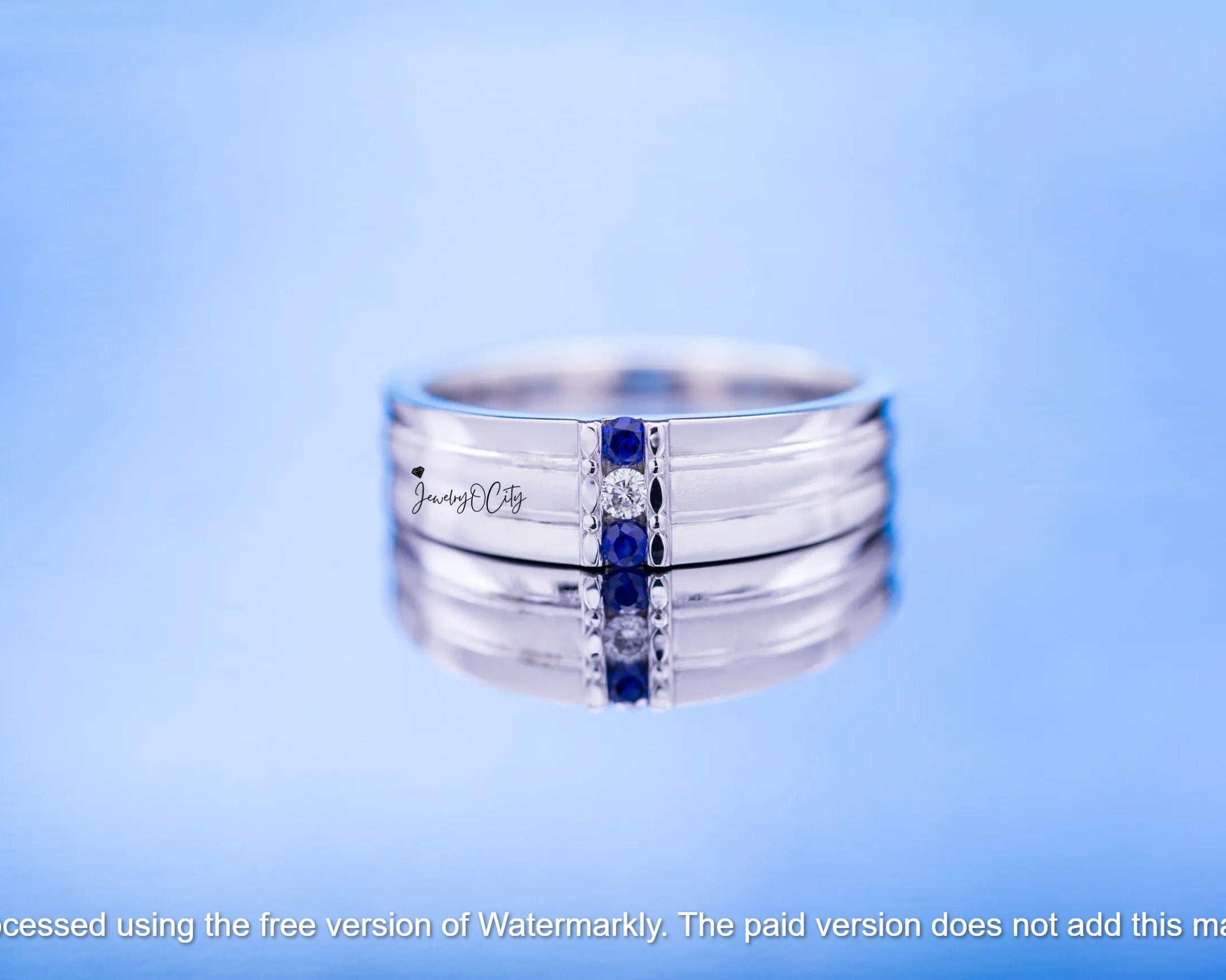 Diamond & Sapphire Mens Band