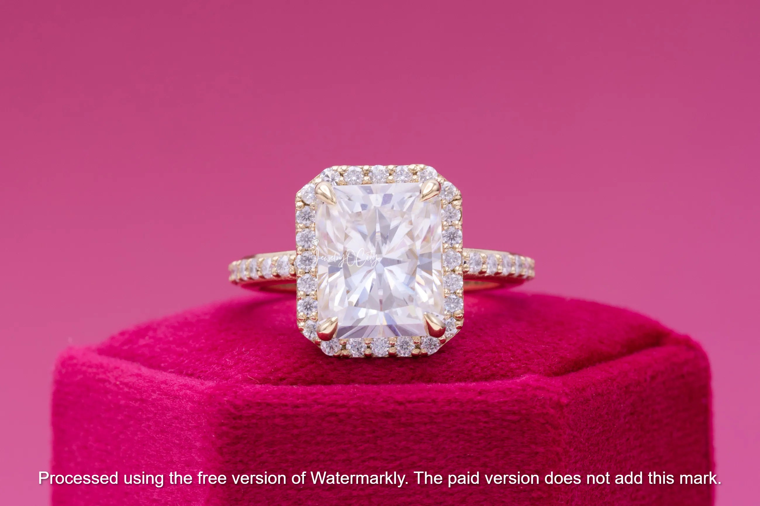 3Ct Emerald Cut Diamond Halo Engagement Wedding Ring