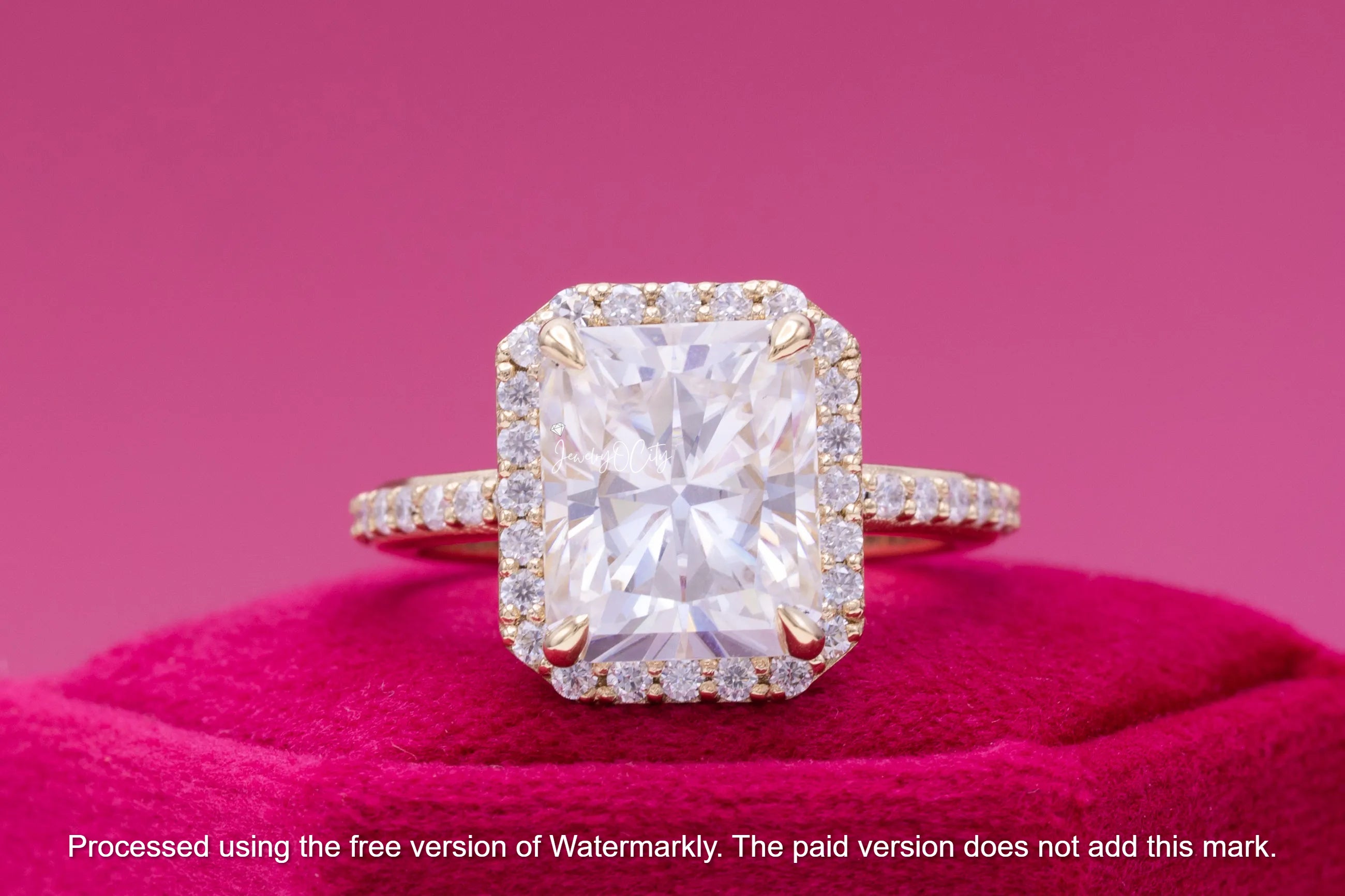 3Ct Emerald Cut Diamond Halo Engagement Wedding Ring