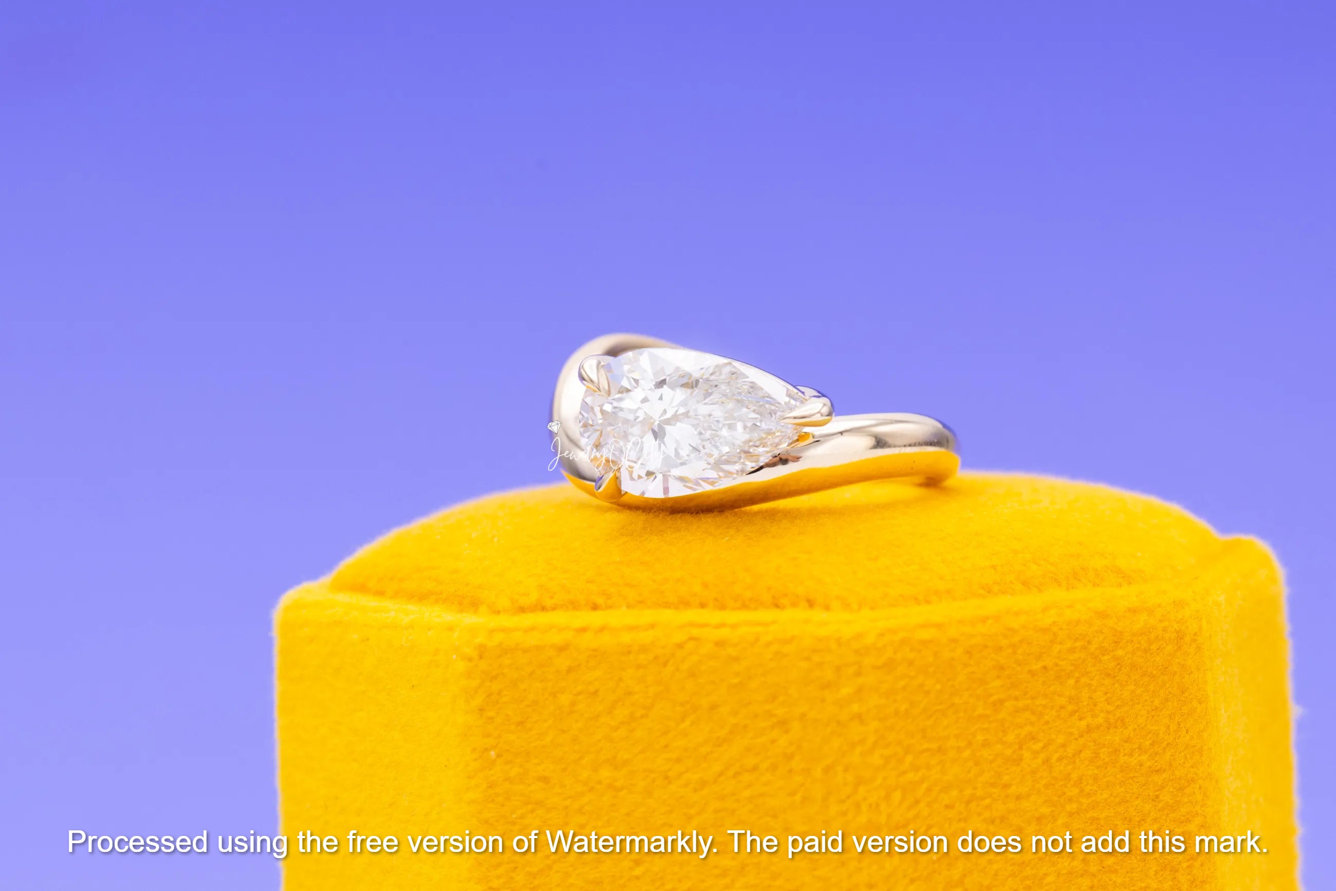 Natural 1.30Ct Pear Cut Diamond Half Twisted Solitaire Engagement Ring 14K GOLD