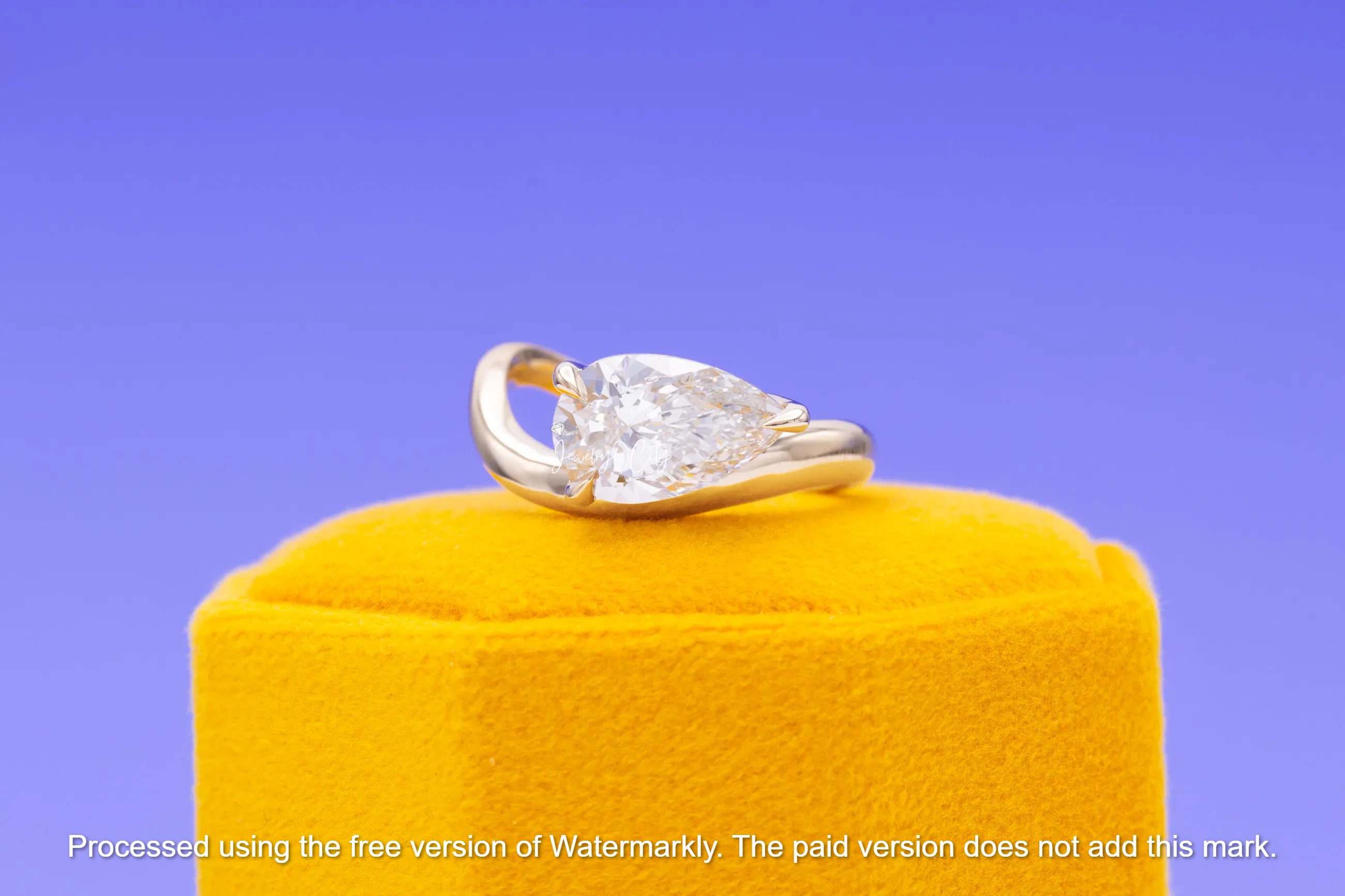 Natural 1.30Ct Pear Cut Diamond Half Twisted Solitaire Engagement Ring 14K GOLD