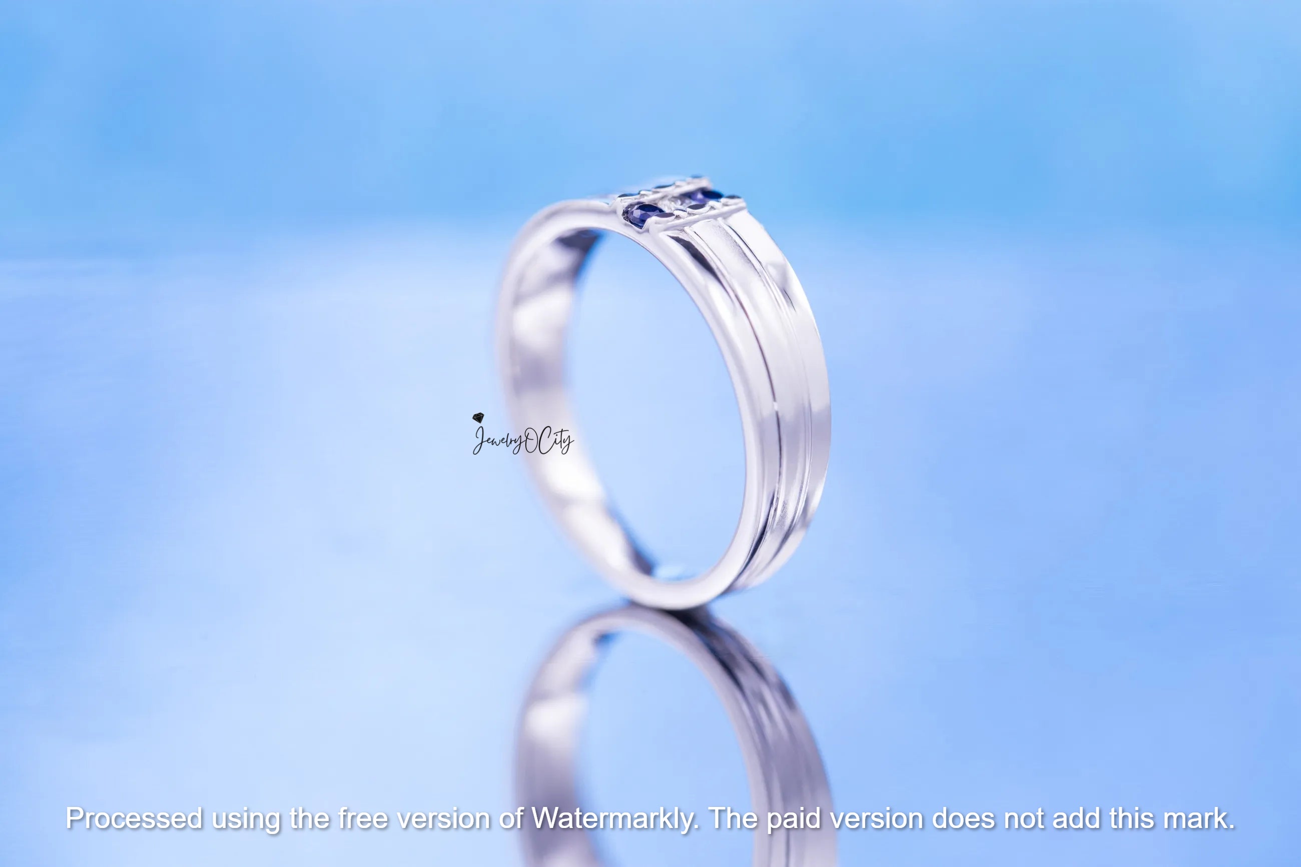 1.70CT Three Stone Diamond & Sapphire Men's Anniversary Ring