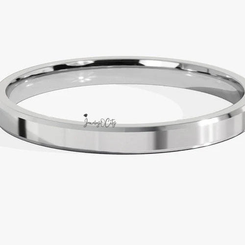 2.0MM Beveled Edge Wedding Band For Her