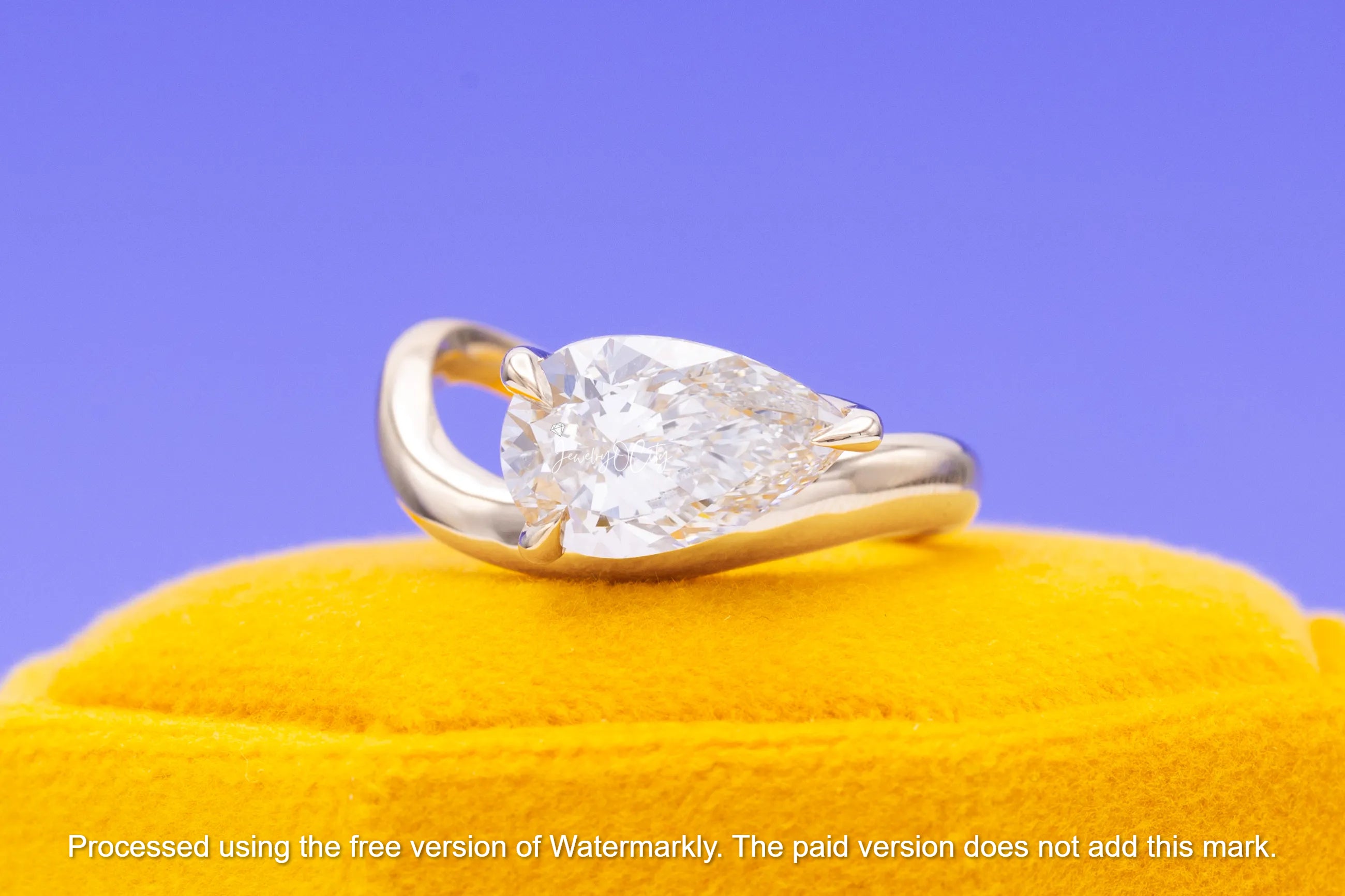 Natural 1.30Ct Pear Cut Diamond Half Twisted Solitaire Engagement Ring 14K GOLD