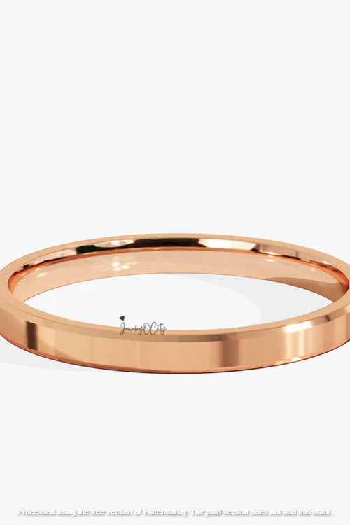 2.0MM Beveled Edge Wedding Band For Her