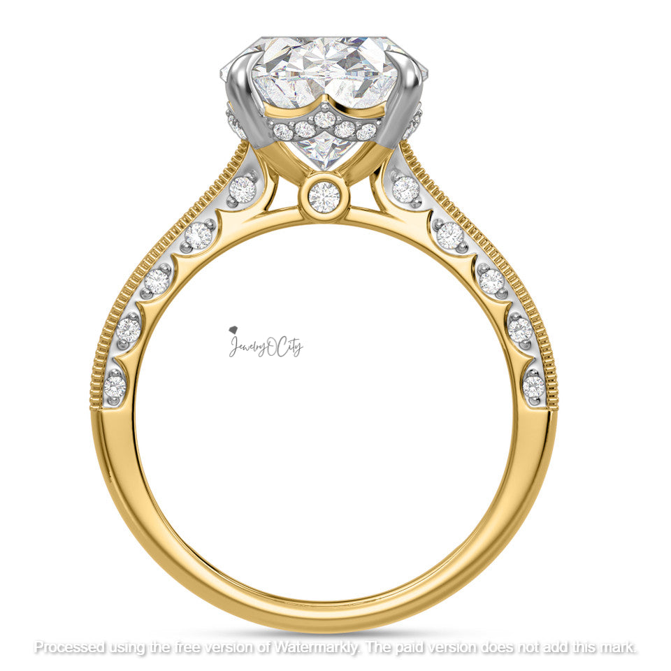 2.80Ct Marquise Cut Diamond Pave Engagement Trio Ring Set
