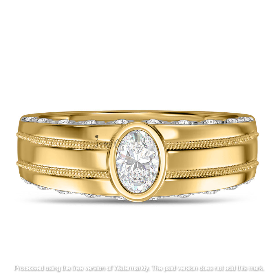 3.40Ct Oval Cut Diamond Pave Engagement Trio Ring Set