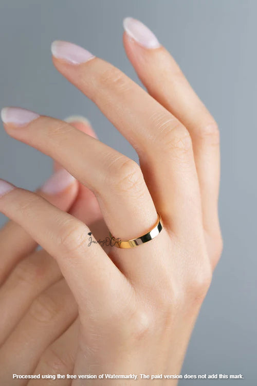 3.0MM Classic Flat Wedding Band For Women's
