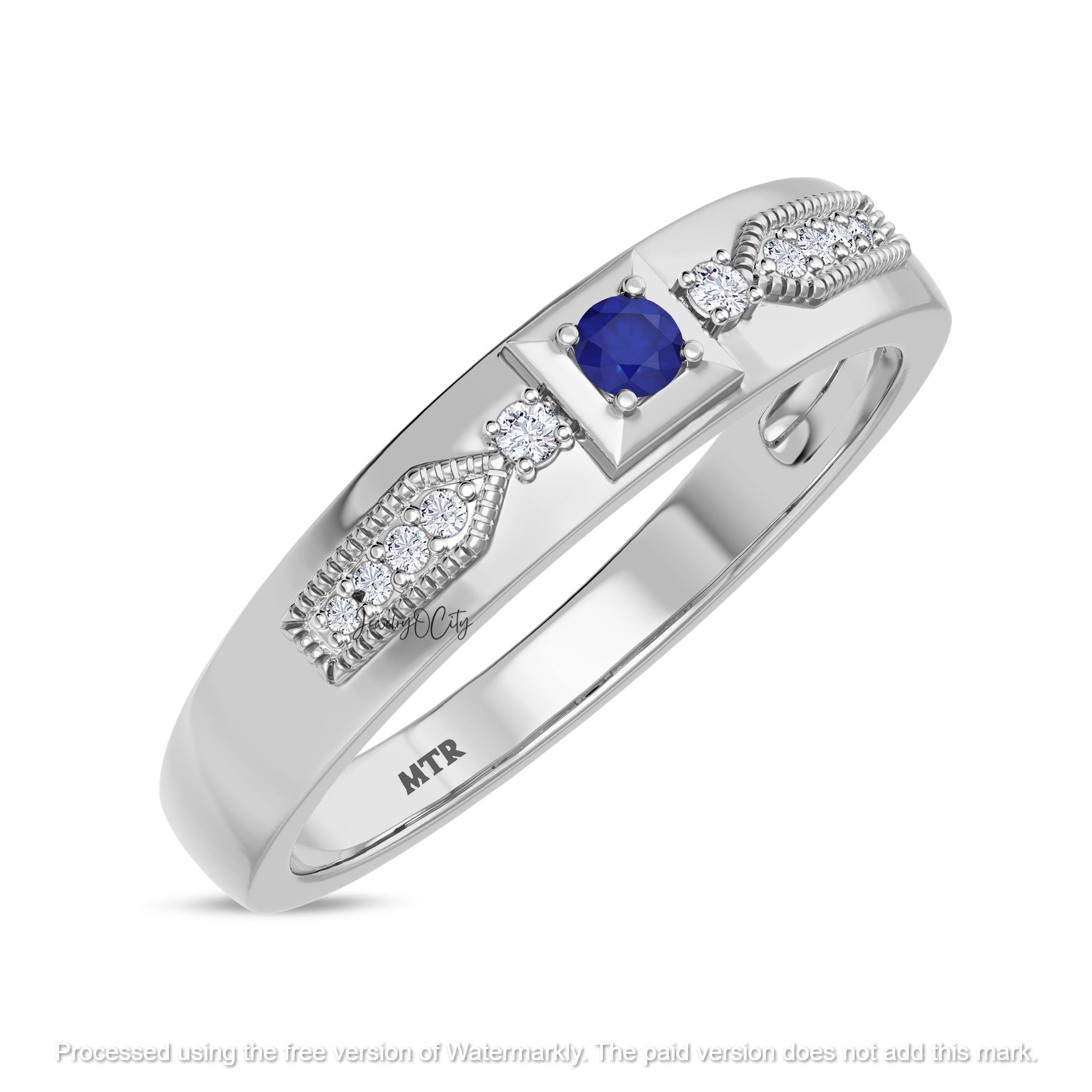 3.20Ct Cushion Cut Blue Sapphire & Diamond Halo Engagement Trio Ring Set