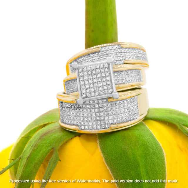 4.50Ct Round Cut VVS1 Diamond Princess Wedding Trio Ring Set