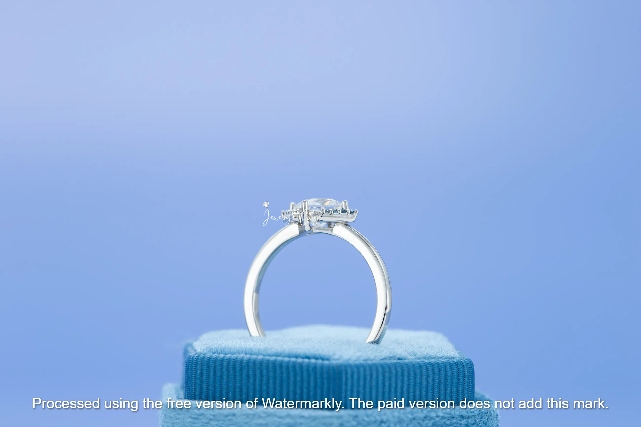 3.00Ct Princess Cut Diamond & Blue Topaz Halo Engagement Ring For Her