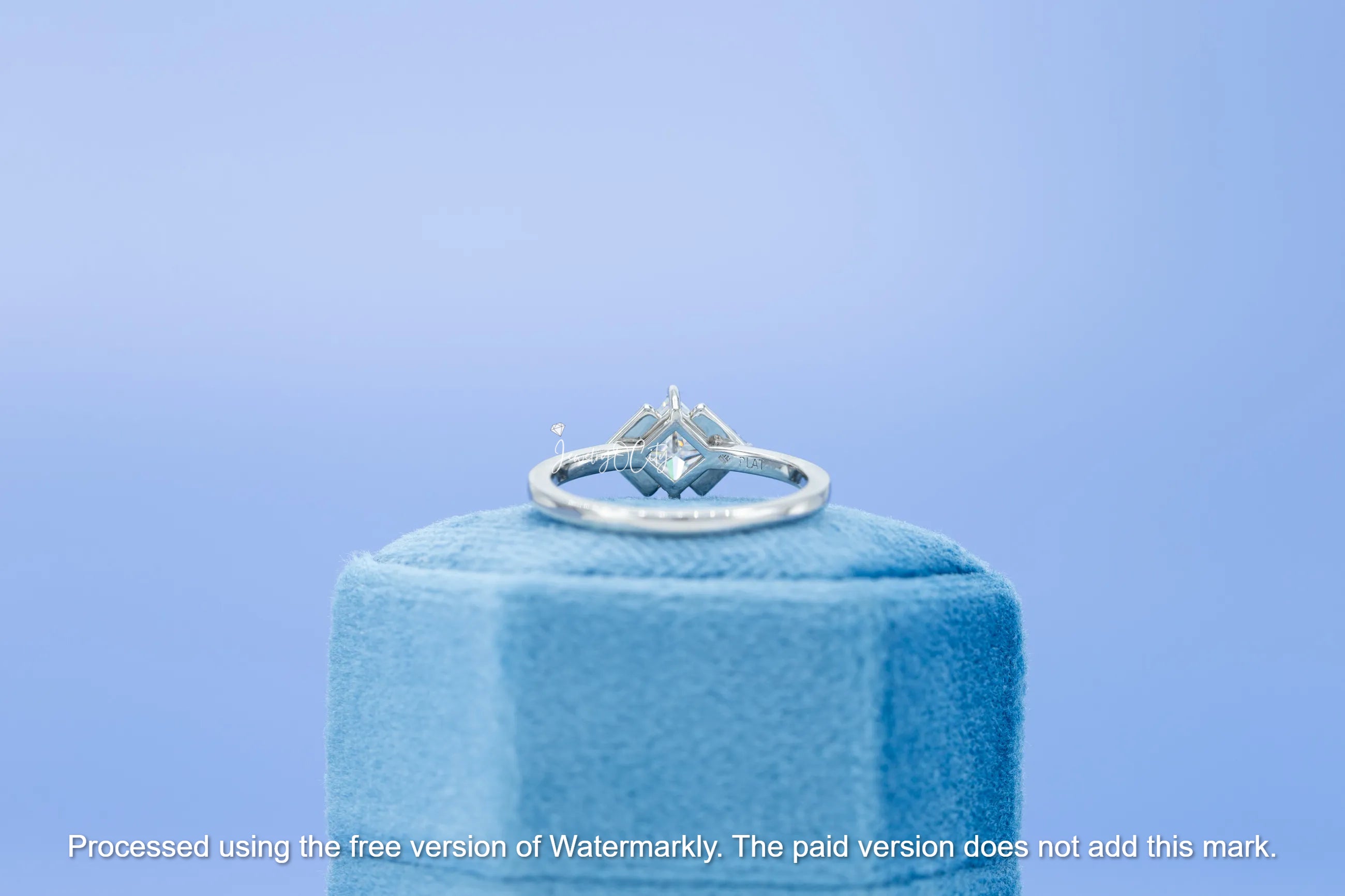 3.00Ct Princess Cut Diamond & Blue Topaz Halo Engagement Ring For Her