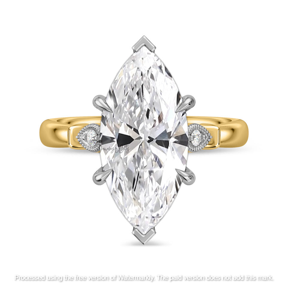 2.80Ct Marquise Cut Diamond Pave Engagement Trio Ring Set