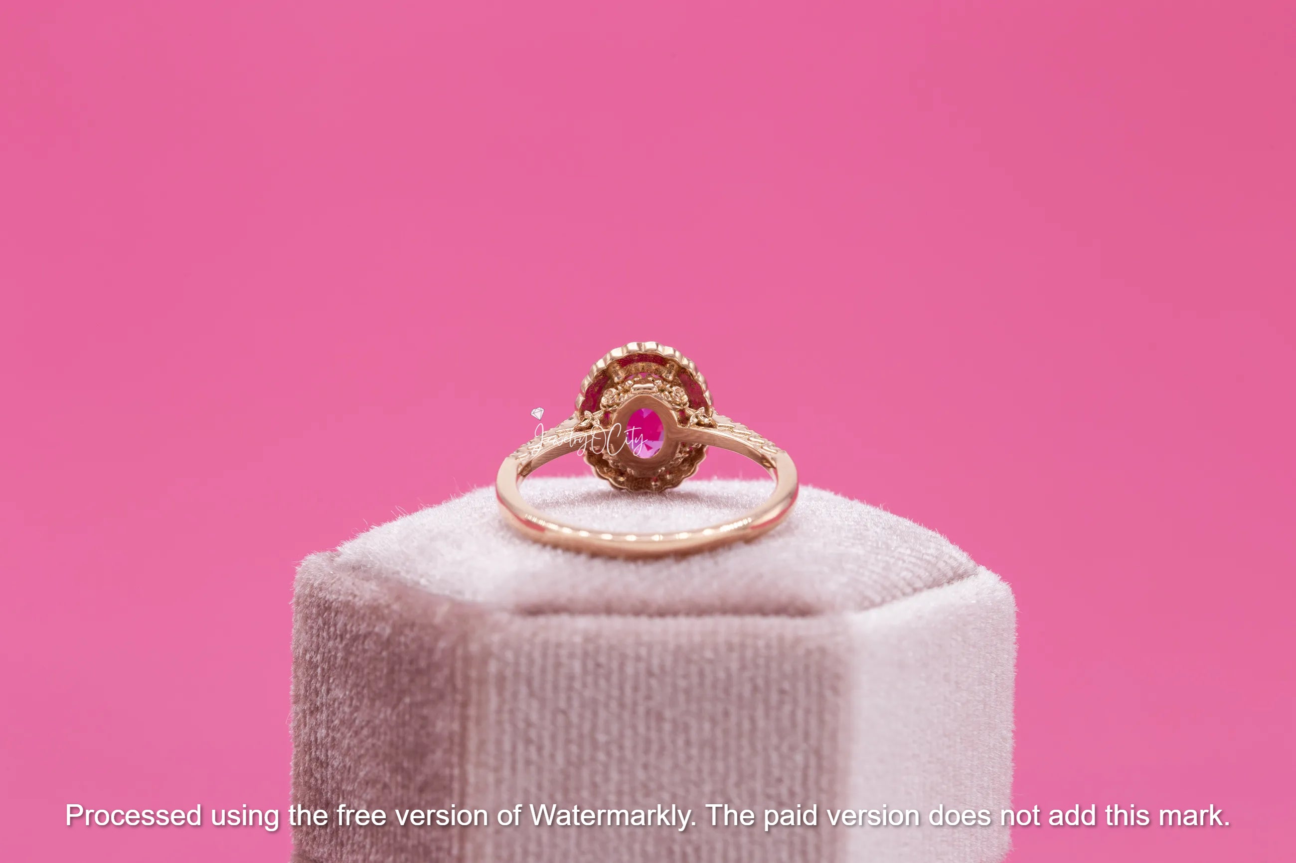 2.60Ct Oval Cut Pink Ruby & Garnet Halo Engagement Ring For Her