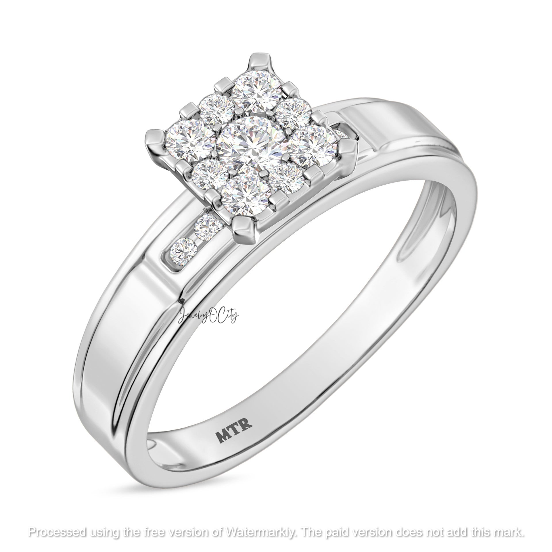 3Ct Round Cut Diamond Cluster Princess Engagement & Wedding Trio Ring Set