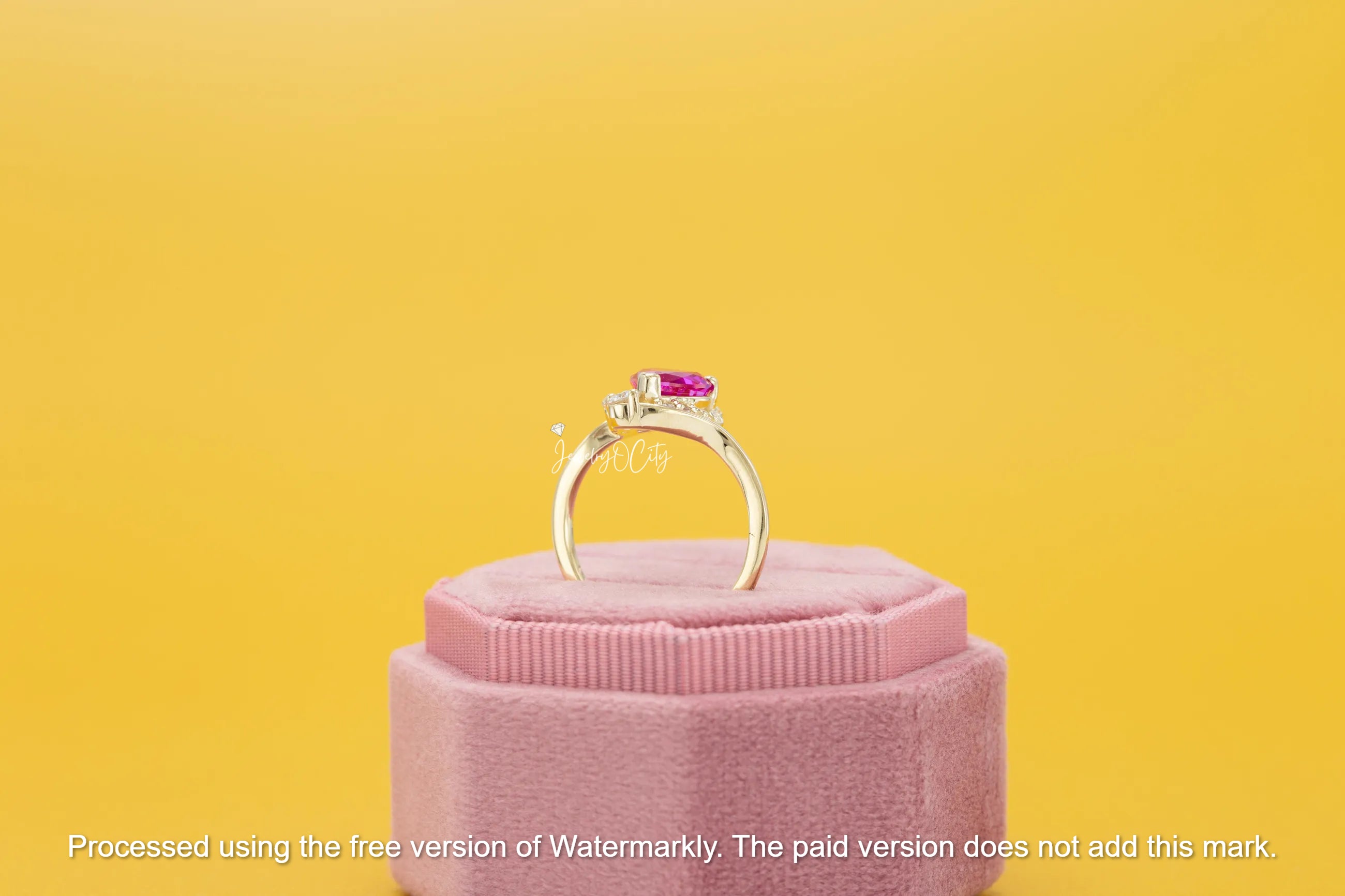 2.50Ct Heart Cut Pink Sapphire & Diamond Half Twist Engagement Ring