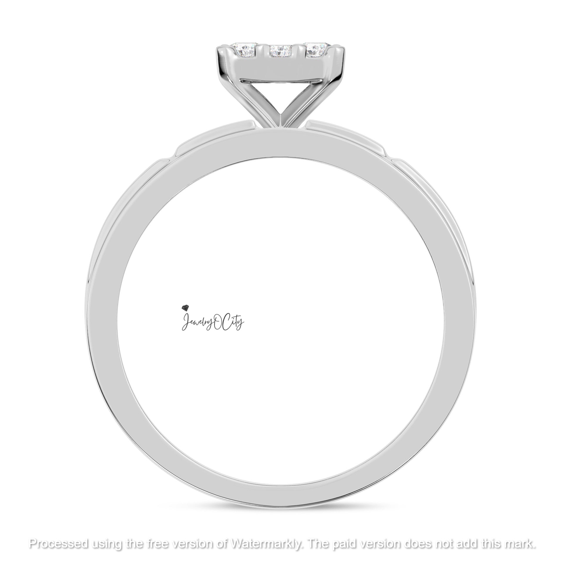 3Ct Round Cut Diamond Cluster Princess Engagement & Wedding Trio Ring Set