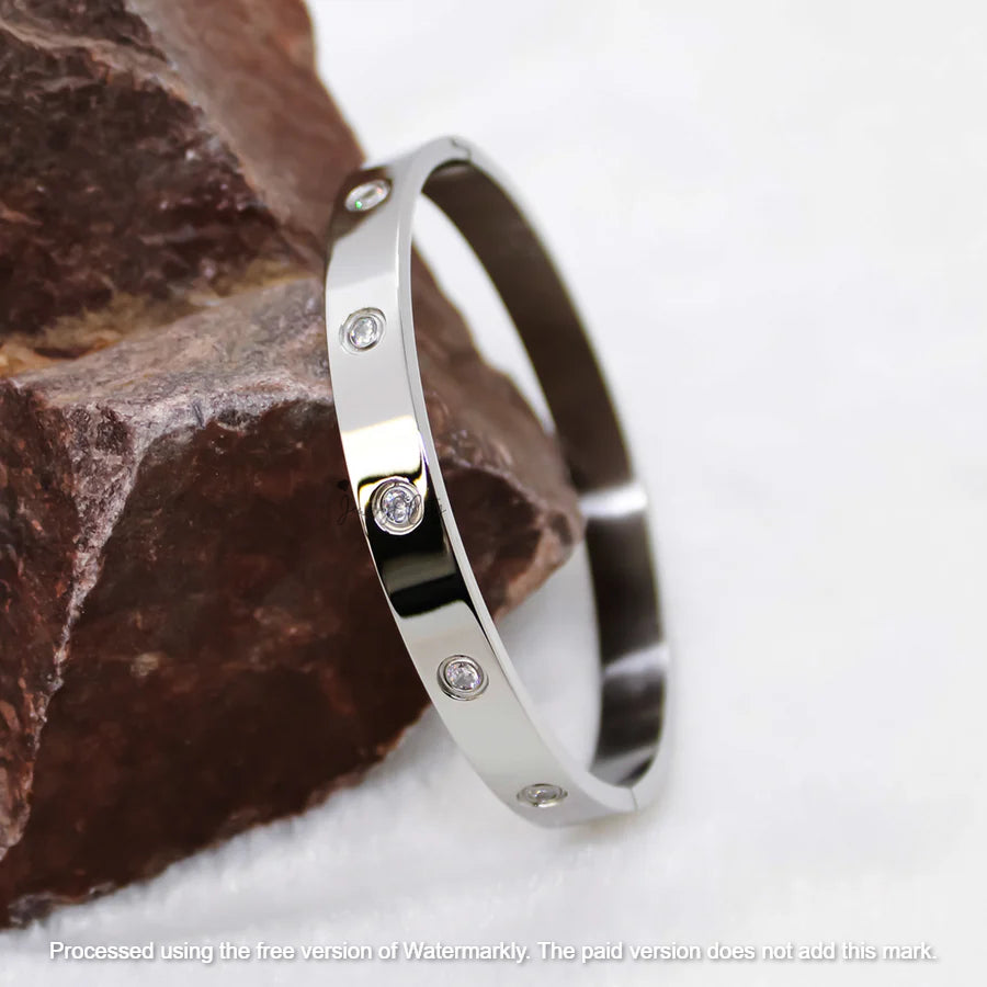 Classic Love Diamond Silver Bracelet Bangle For Men