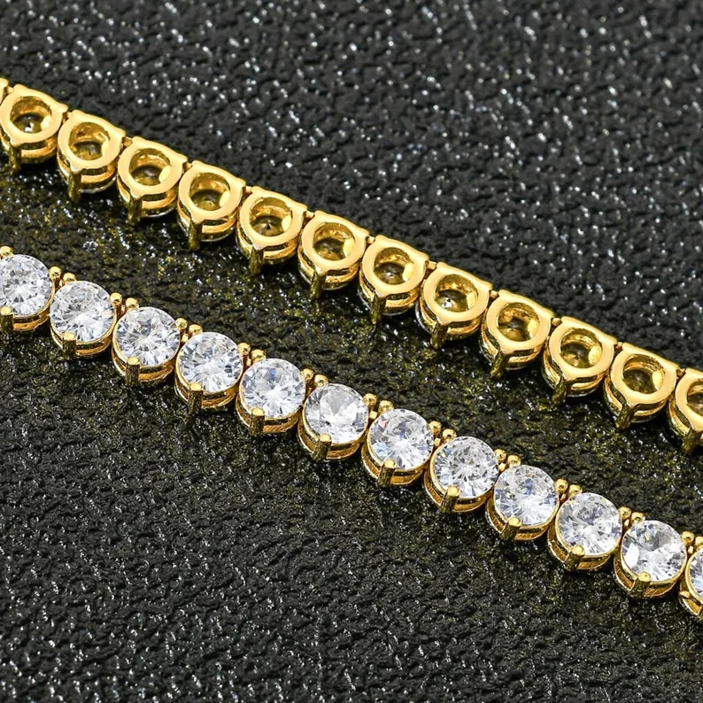 4MM - 17Ct 3Prong Round Cut Diamond Tennis Bracelet For Him & Her