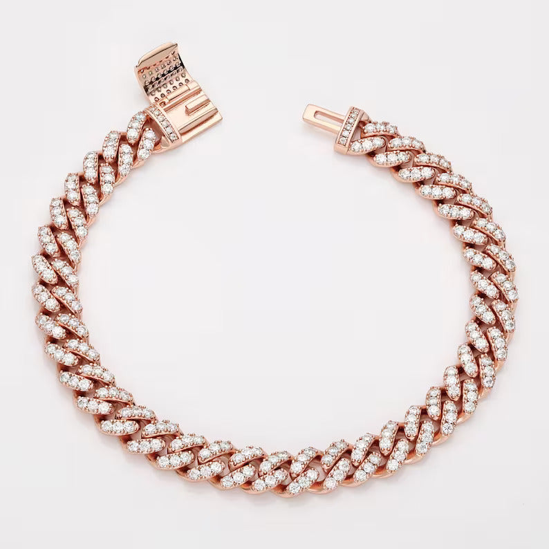 26Ct Round Cut Frezzy Diamond Cuban Link Unisex Bracelet