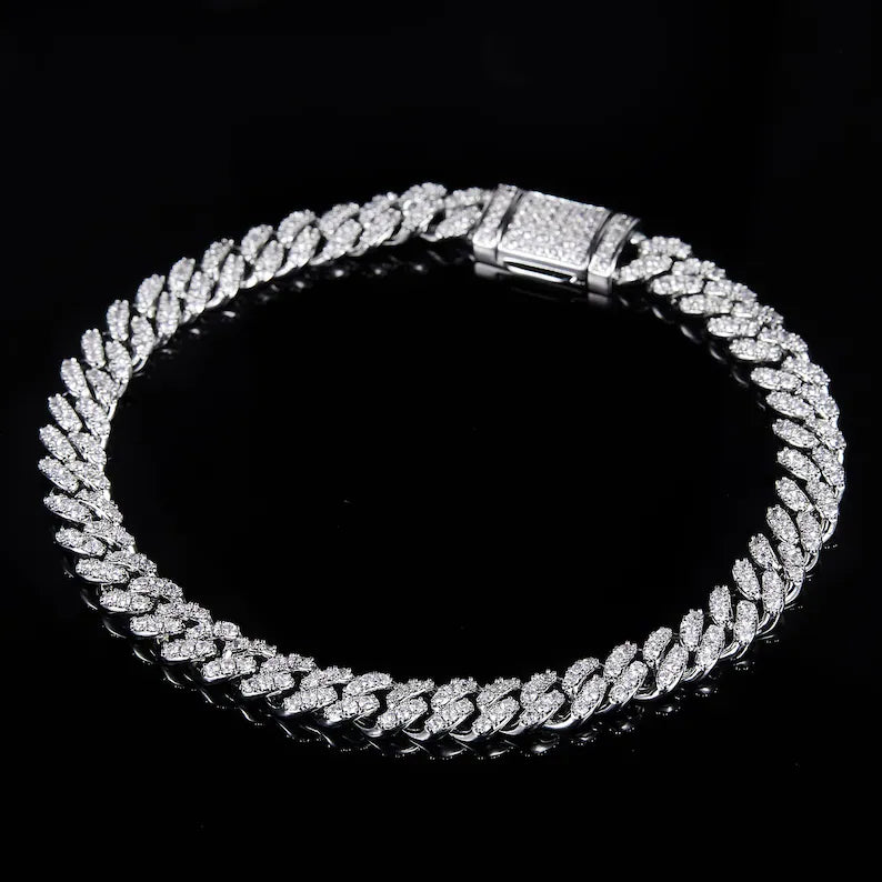26Ct Round Cut Frezzy Diamond Cuban Link Unisex Bracelet