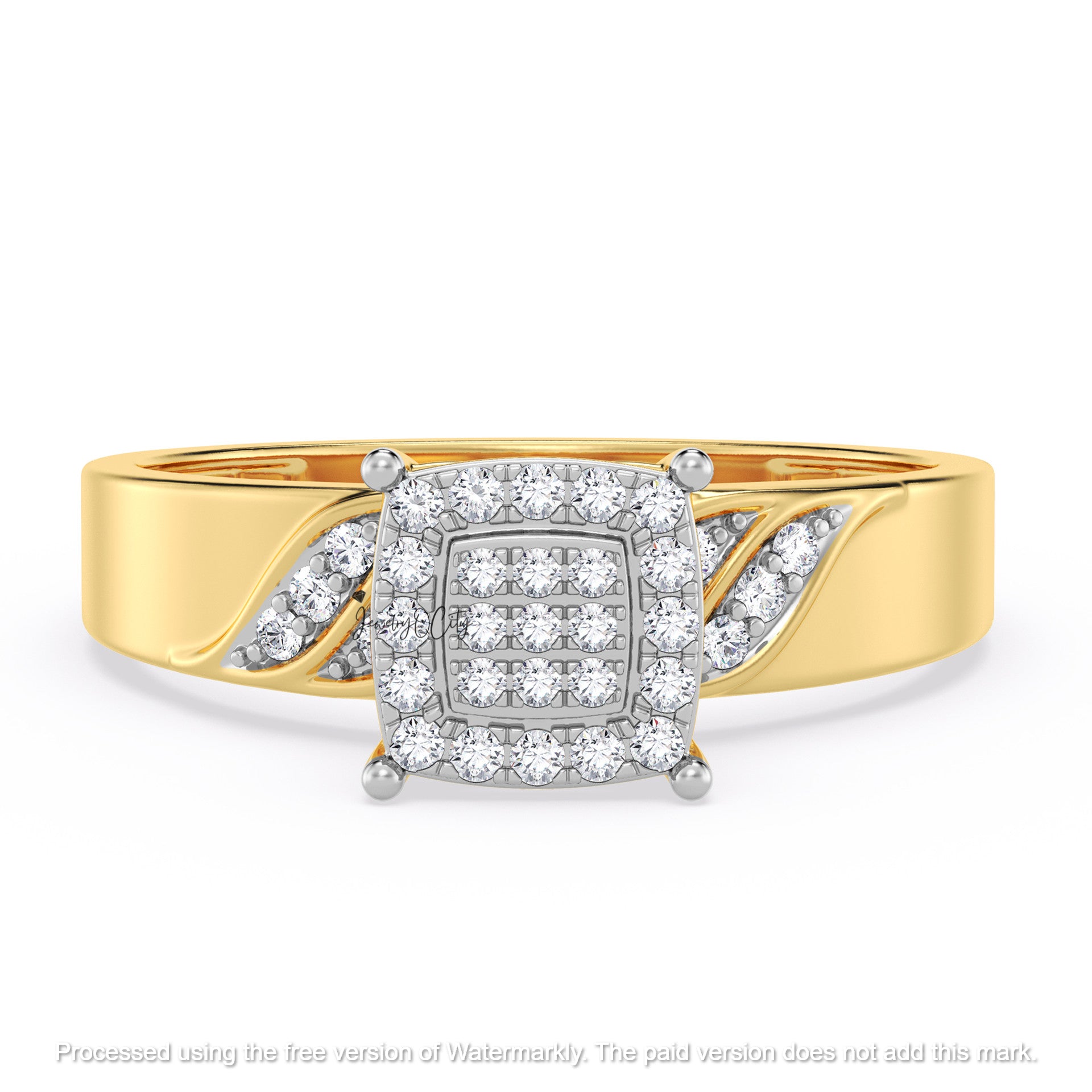 3.50Ct Round Cut Diamond Cluster Leaf Engagement & Wedding Trio Ring Set