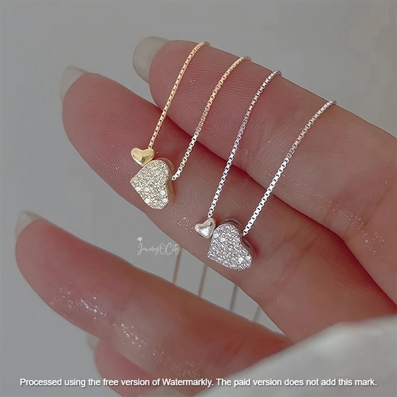 Natural 1.02Ct Round Cut Diamond Double Heart Pendant 14K GOLD